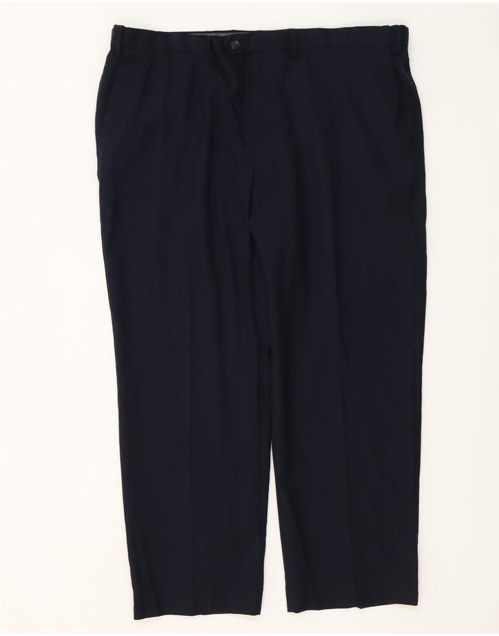 MARKS & SPENCER Herren-Anzughose mit normaler Passform, W42, L29, marineblaue Wolle