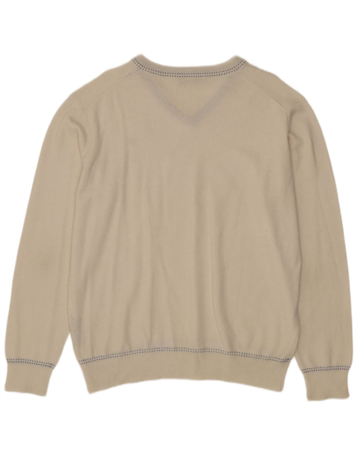 HARMONT & BLAINE Herren-Pullover mit V-Ausschnitt, 2XL, weiße Wolle