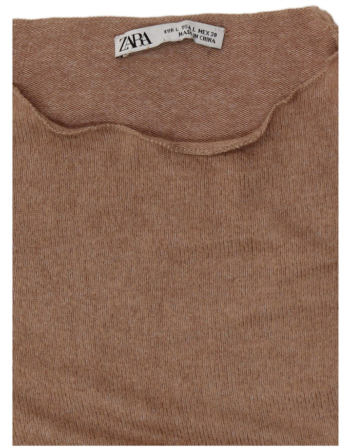 Zara Damen Top Langarm UK 14 Large Beige