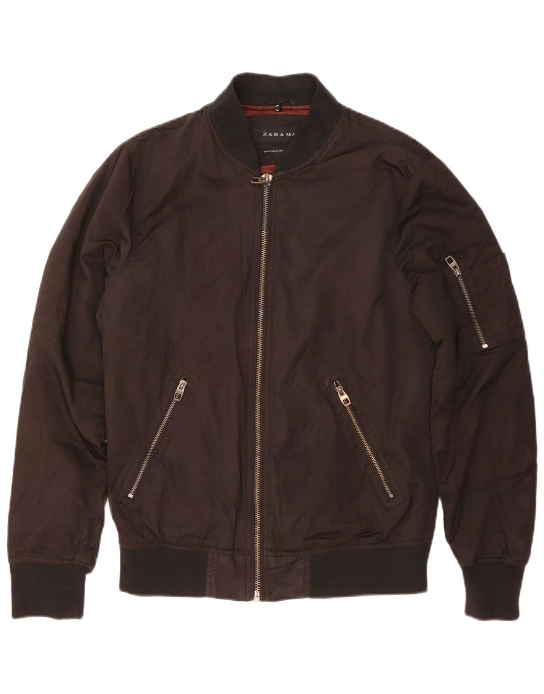 Zara Herren Bomberjacke UK 38 Mittelschwarzes Colourblock-Polyester