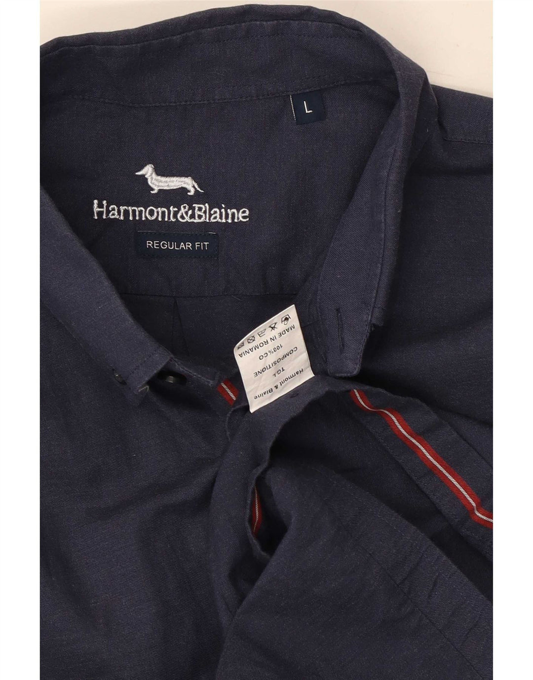 Harmont & Blaine Herren-Hemd, reguläre Passform, groß, marineblau, Baumwolle