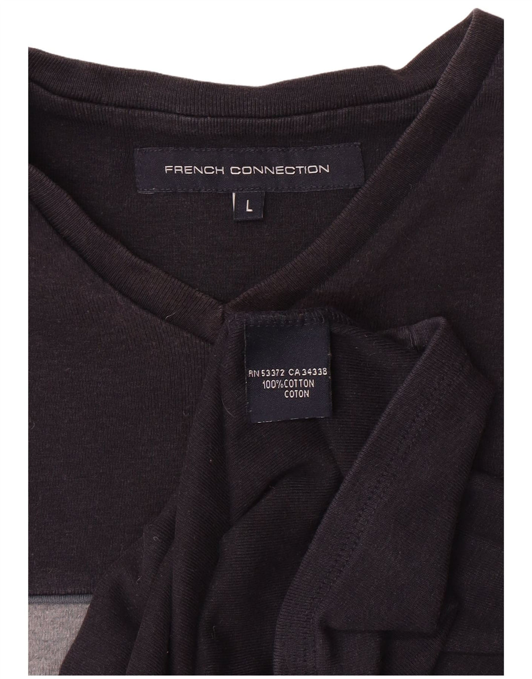 French Connection Damen Kurzarm-T-Shirt-Oberteil, Größe L, Marineblau