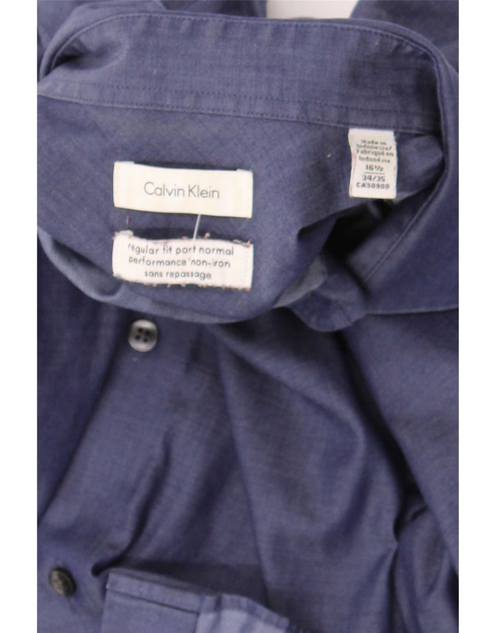 Calvin Klein Herren-Hemd mit normaler Passform, Größe 16 1/2 Large, Marineblau