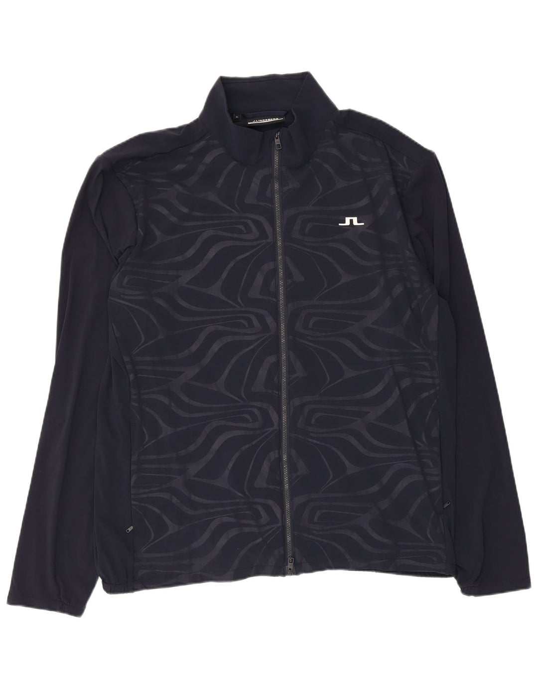 J.Lindeberg Herren-Trainingsanzug-Top-Jacke XL, marineblaues geometrisches Nylon