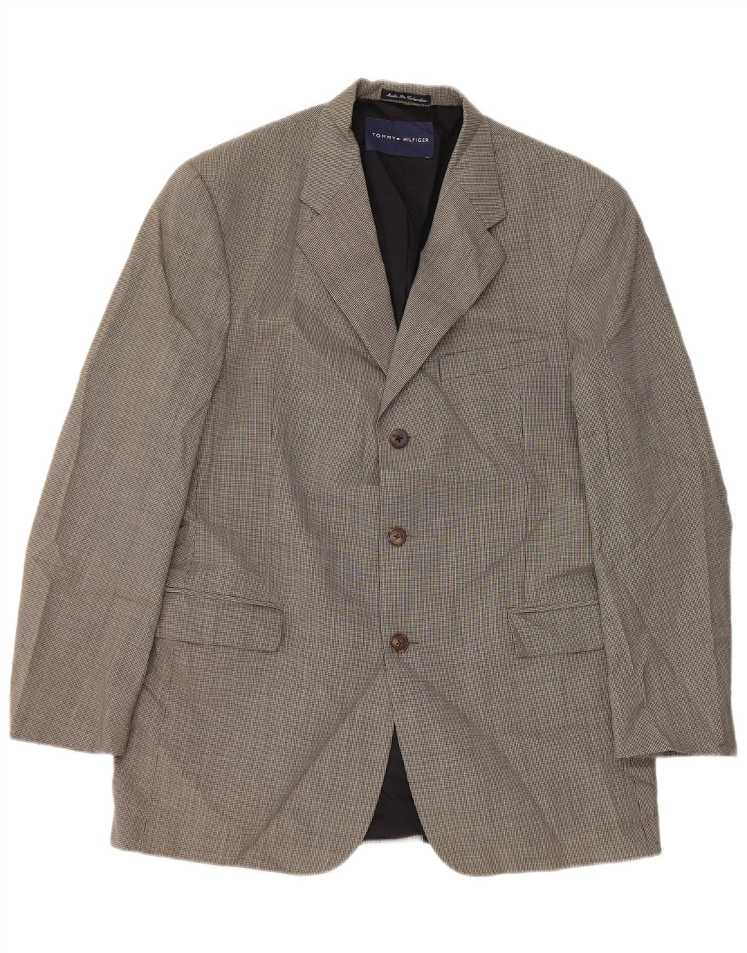 Tommy Hilfiger Herren-Blazer mit 3 Knöpfen, Gr. 40, Grau, Hahnentrittmuster