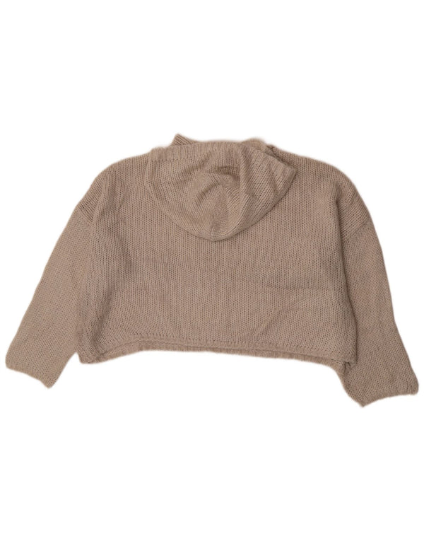Benetton Womens Crop Hooded Oversized Pullover Pullover UK 10 Small Beige