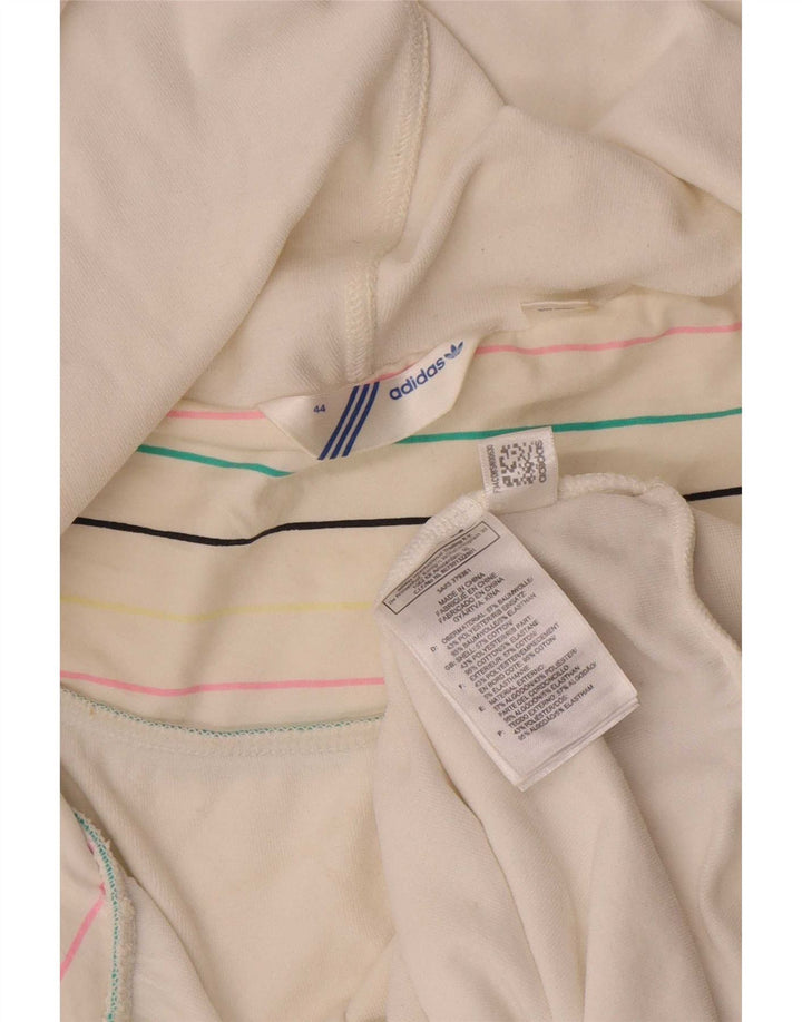 Adidas Damen Zip Hoodie Pullover IT 44 Mittelweiße Baumwolle