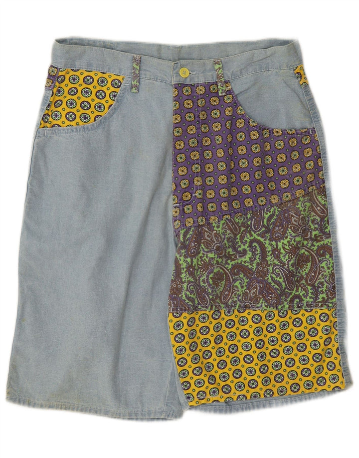 Fordocks Herren-Bermudashorts IT 46 Small W30 Blaue Patchwork-Baumwolle