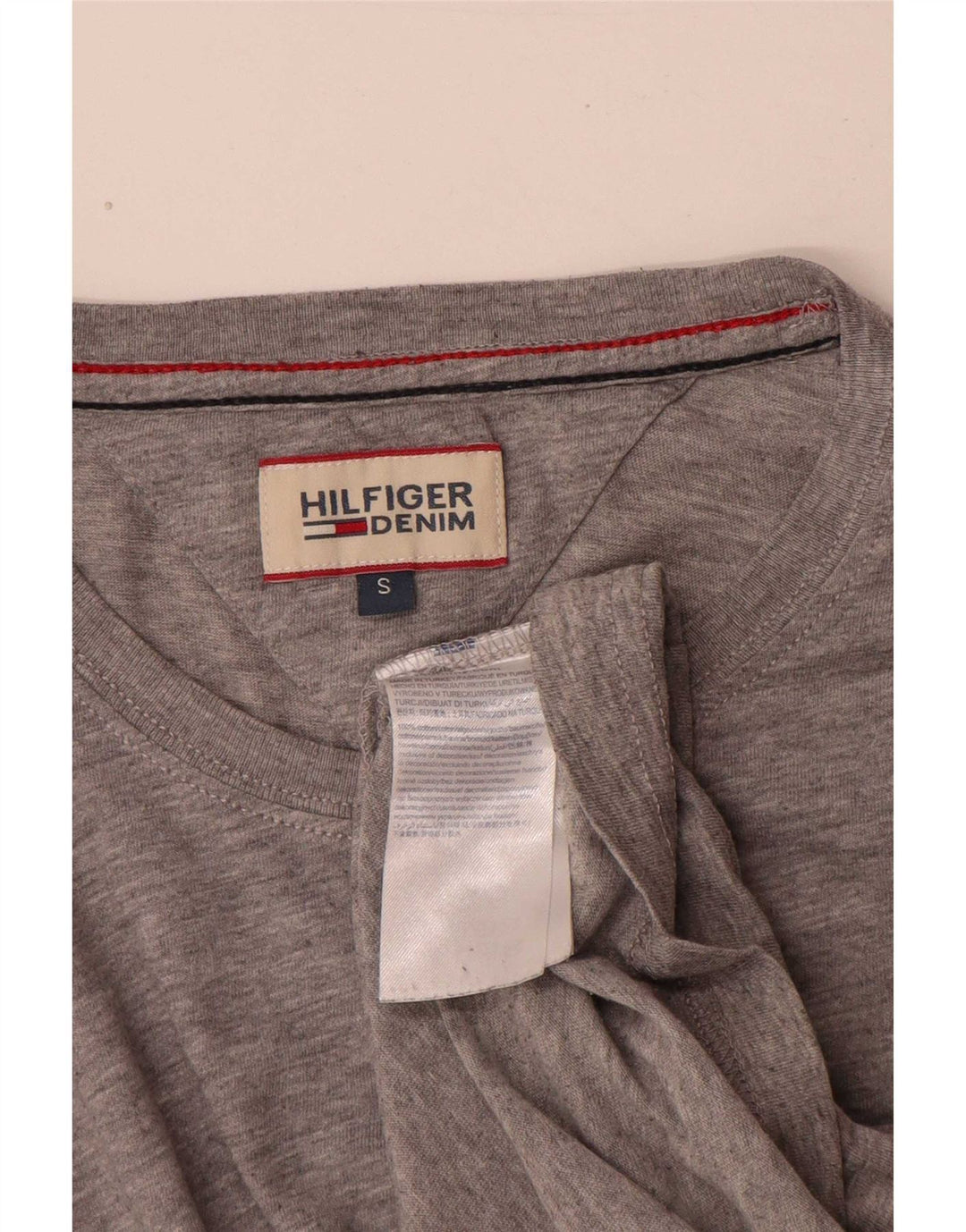 Tommy Hilfiger Herren-Oberteil, langärmelig, klein, grau gefleckte Baumwolle