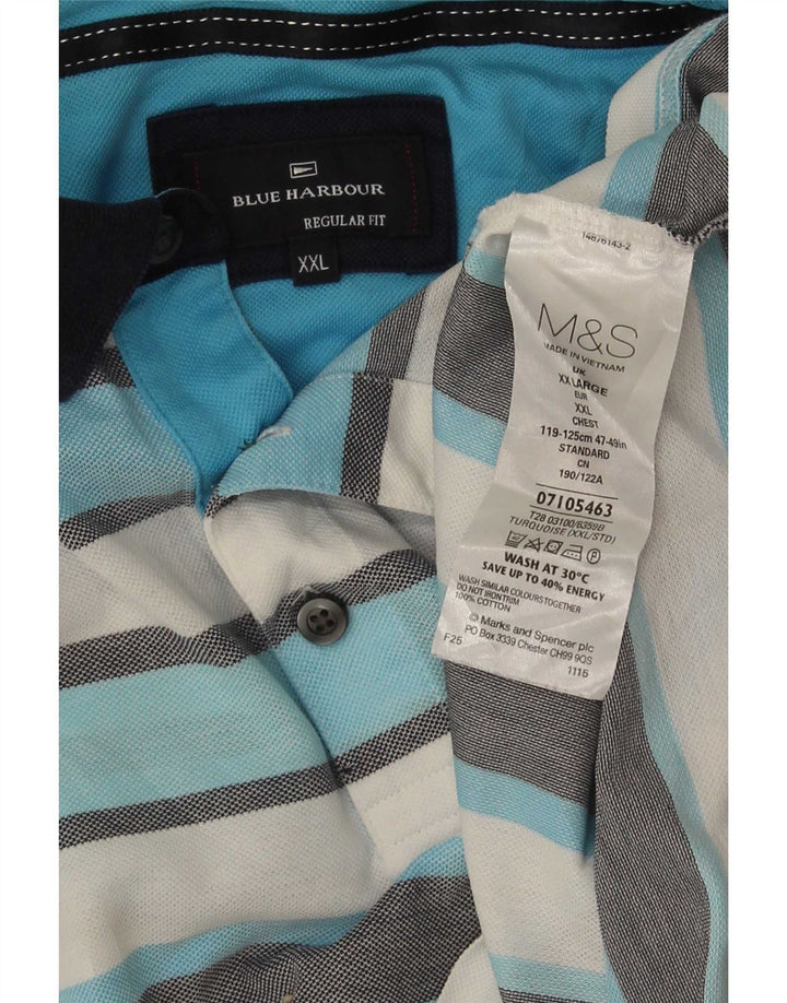 Marks & Spencer Herren Blue Harbor Poloshirt 2XL Mehrfarbig gestreift