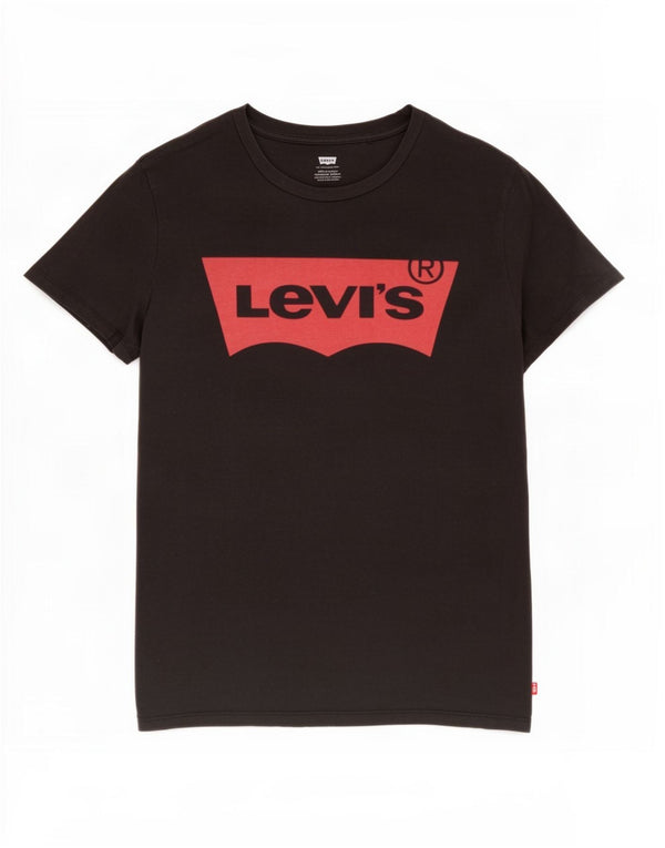 Levi's Womens Graphic T-Shirt Top UK 12 Mittelschwarze Baumwolle