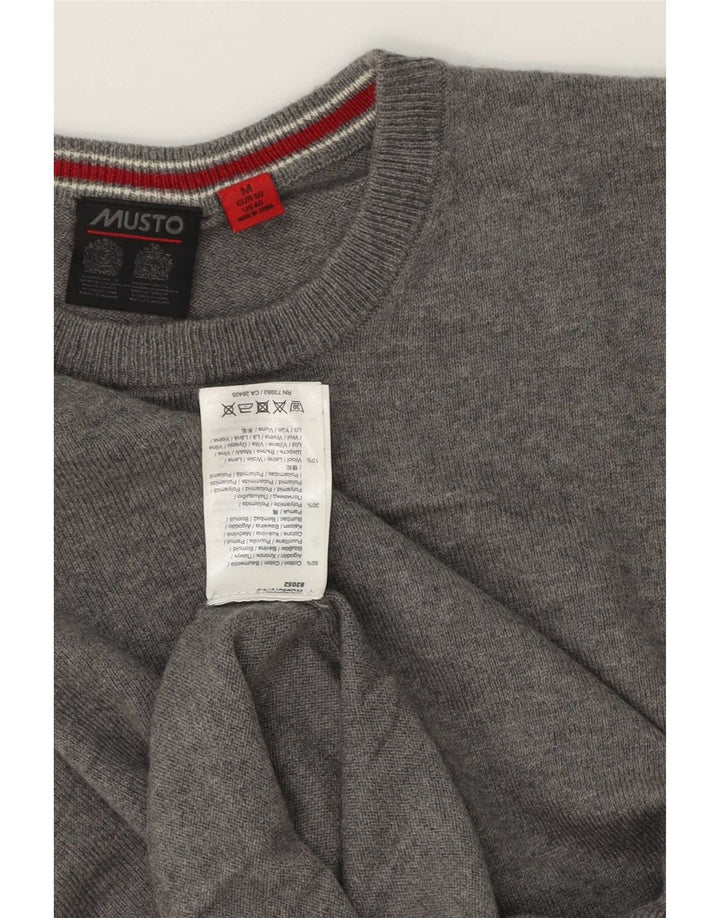 Musto Herren-Pullover mit Rundhalsausschnitt, mittelgraue Baumwolle