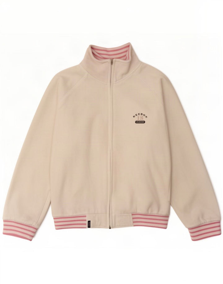 Reebok Damen-Trainingsanzug-Oberteil in Übergröße, Gr. 10, Größe S, weiß gestreift