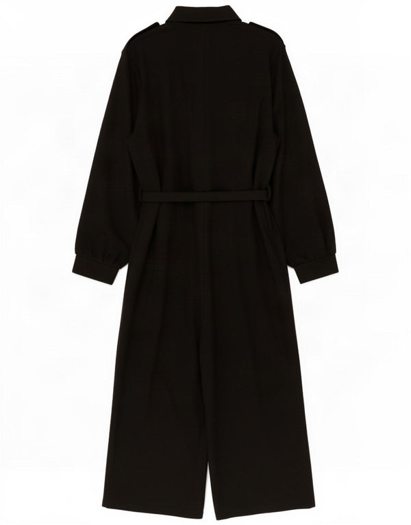 Zara Damen-Militär-Langarmoverall UK 14 Large Schwarz Polyester