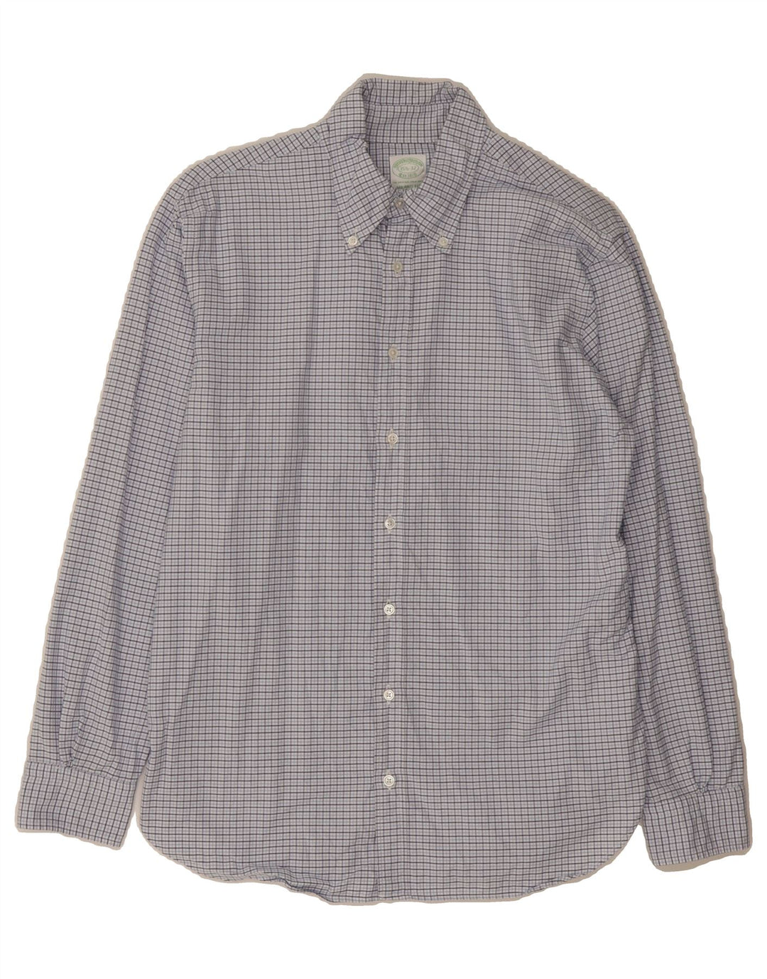 BROOKS BROTHERS Mens Shirt Size 15 1/2 32 Medium Blue Check Cotton Vintage Brooks Brothers and Second-Hand Brooks Brothers from Messina Hembry 