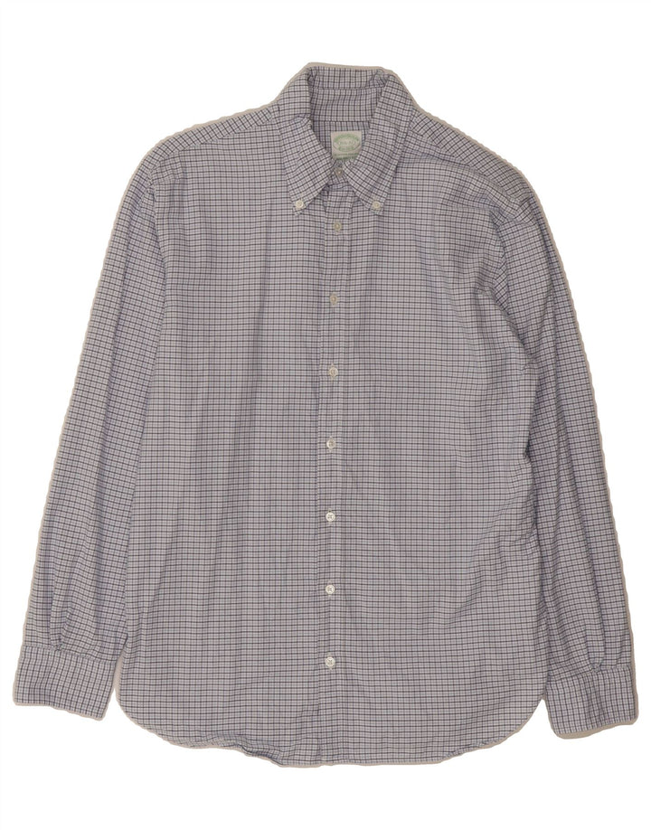 BROOKS BROTHERS Mens Shirt Size 15 1/2 32 Medium Blue Check Cotton Vintage Brooks Brothers and Second-Hand Brooks Brothers from Messina Hembry 