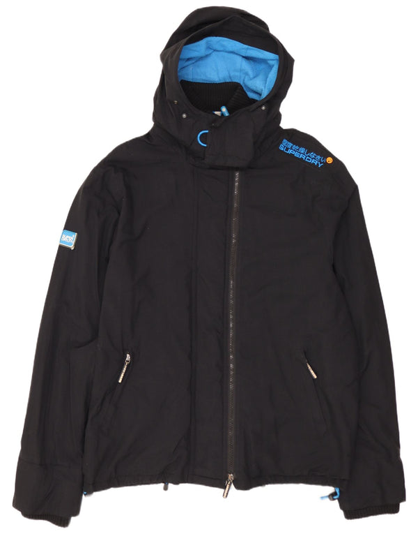 SUPERDRY Herren Windcheater Kapuzen-Windjacke UK 42 XL Schwarzes Nylon