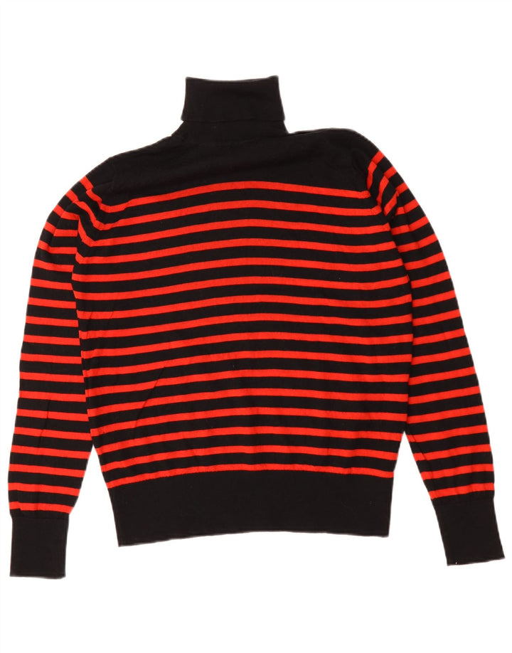 Marks & Spencer Damen-Rollkragenpullover, Gr. 12, mittelschwarz gestreift