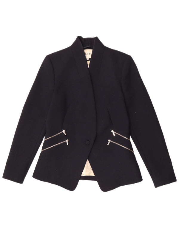 Reiss Damen-Blazerjacke mit 1 Knopf, UK 10, Größe S, Marineblau, Polyester