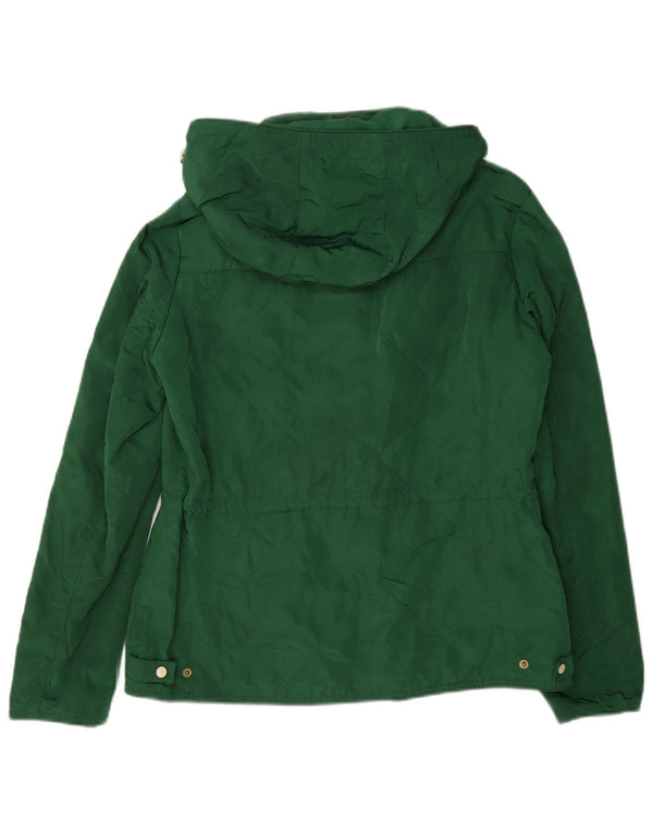 Zara Womens Hooded Quilted Utility Jacket UK 14 Large Grün Polyester