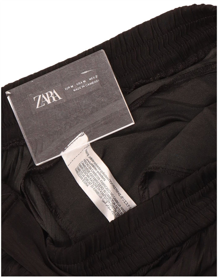 Zara Damen Cullotes Caprihose Medium W30 L22 Schwarz Polyester