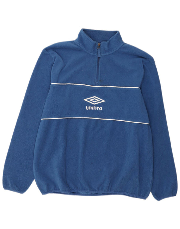 Umbro Herren-Fleecepullover mit grafischem Reißverschluss und Kragen, groß, blau, Polyester