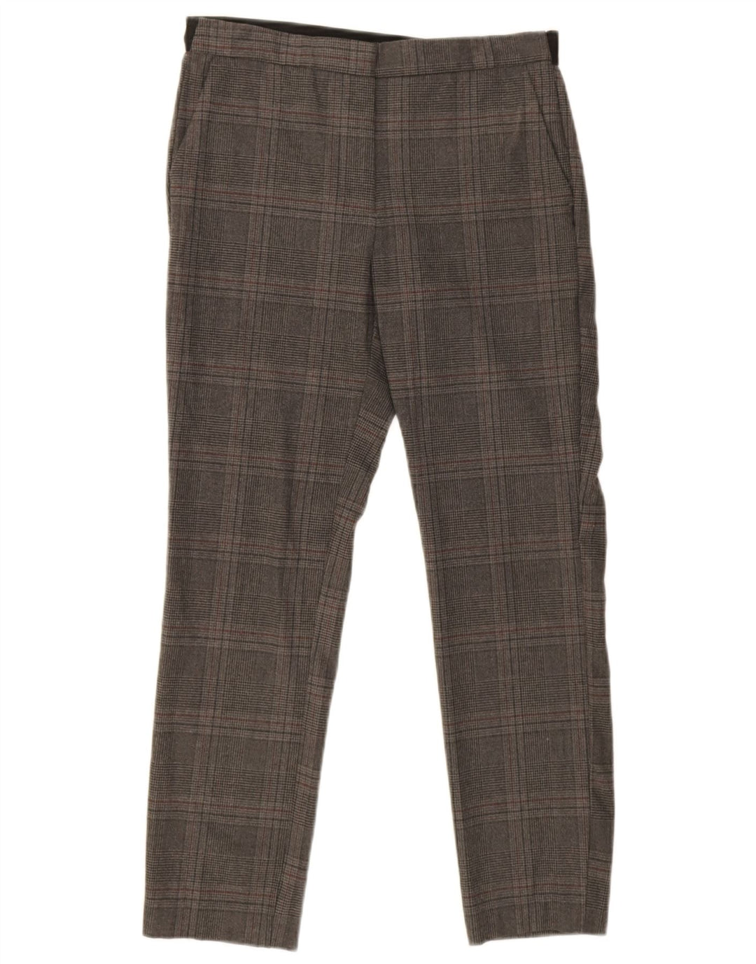 Zara Slim Chino-Hose für Damen, mittelgroß, W32, L26, grau kariertes Polyester