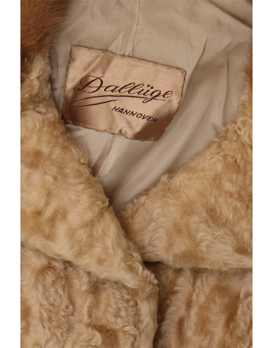 Vintage Damen Kunstfelljacke UK 10 Small Beige