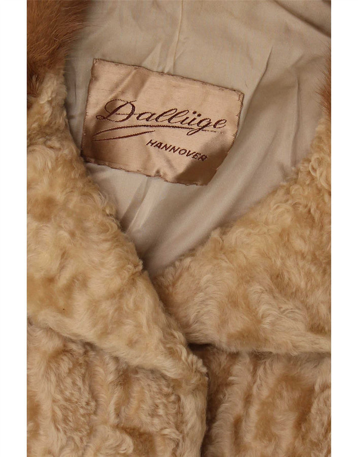 Vintage Damen Kunstfelljacke UK 10 Small Beige