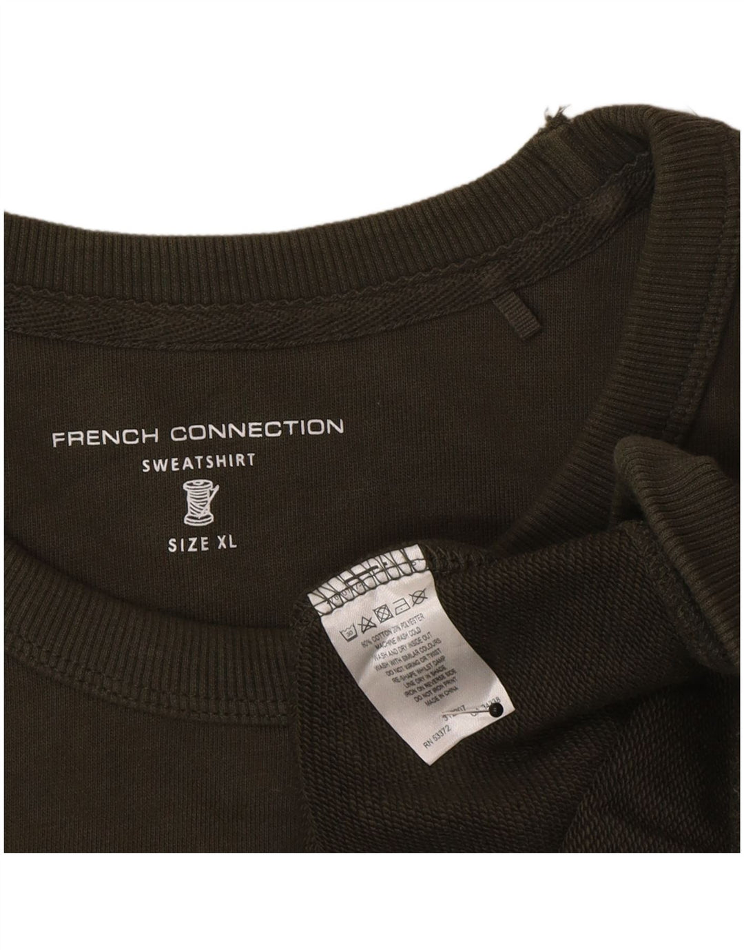 French Connection Herren-Sweatshirt, Pullover, XL, Khaki, Baumwolle