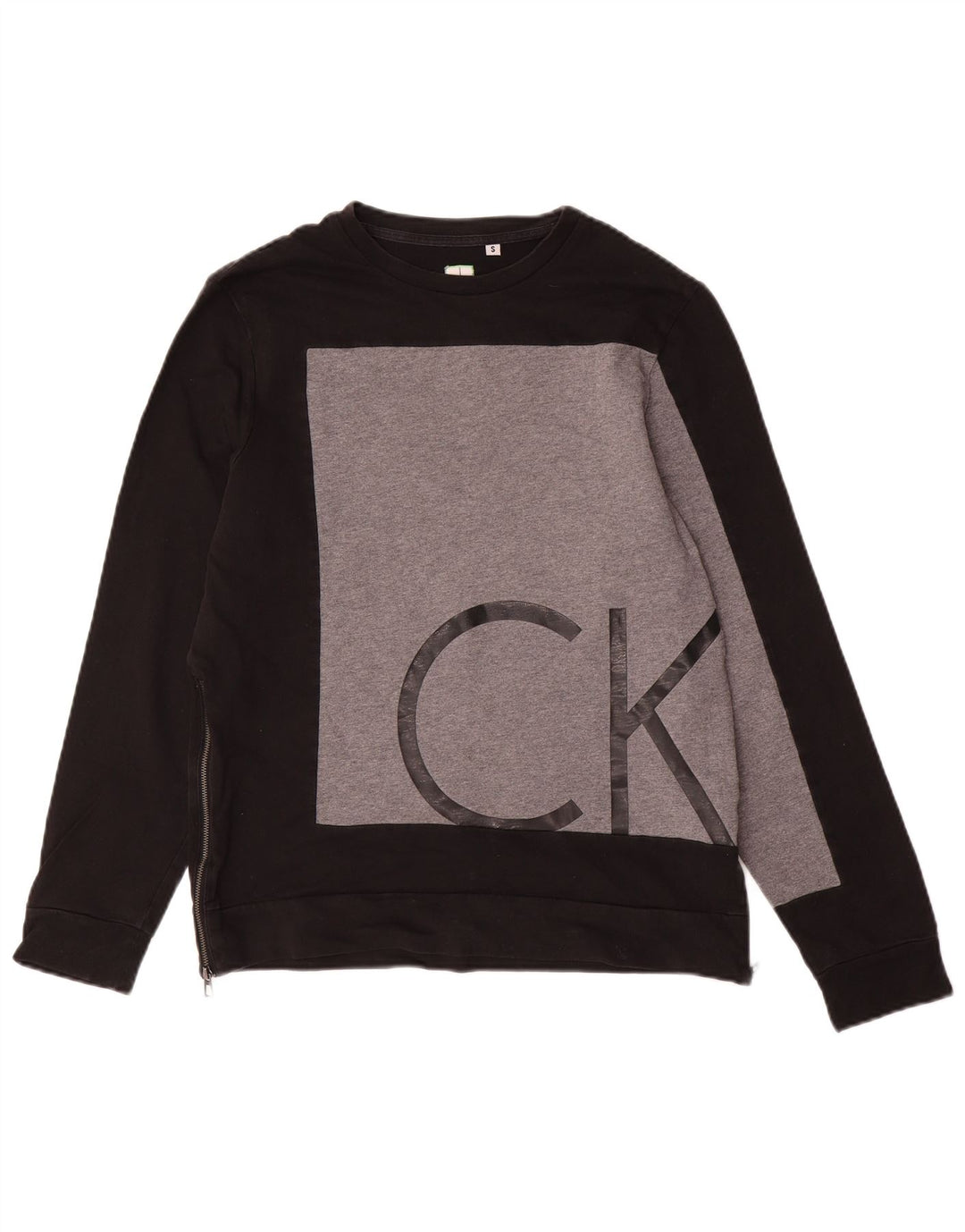 CALVIN KLEIN Damen Slim Fit Sweatshirt Pullover UK 10 Small Schwarz