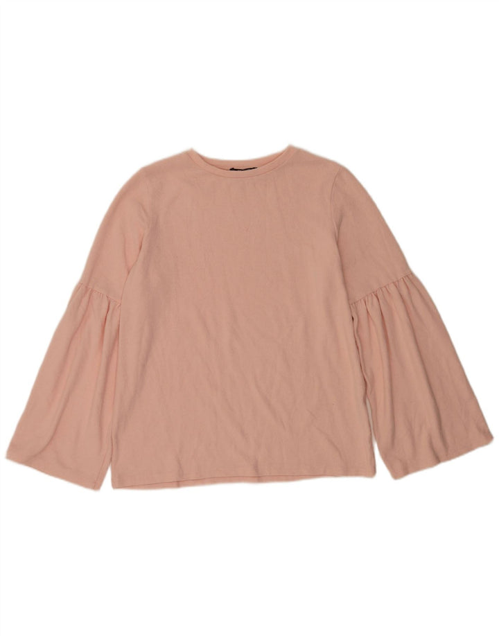 Zara Damen Trafaluc Langarm-Blusenoberteil UK 14 Mittelrosa Polyester