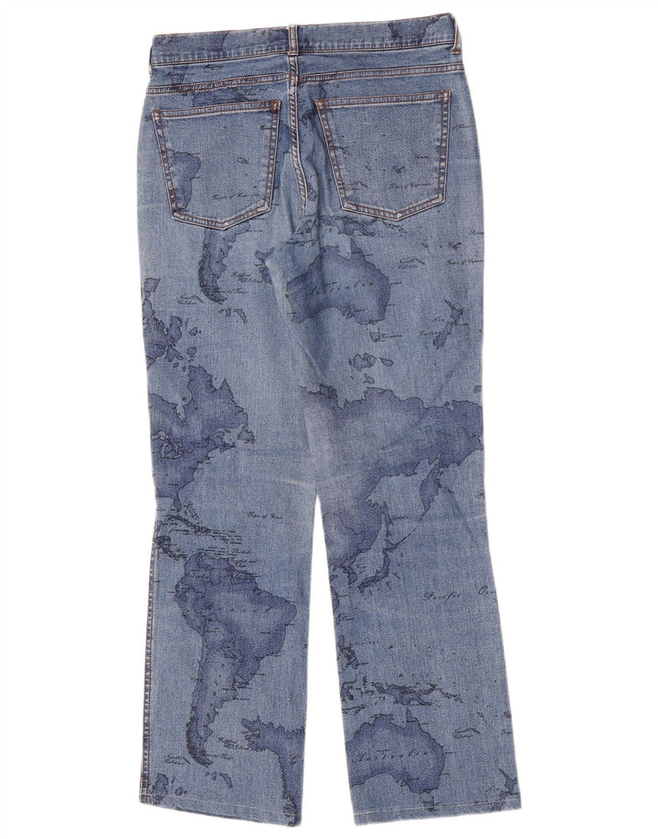 ALVIERO MARTINI Damen Grafik-Bootcut-Jeans W27 L27 Blaue Baumwolle