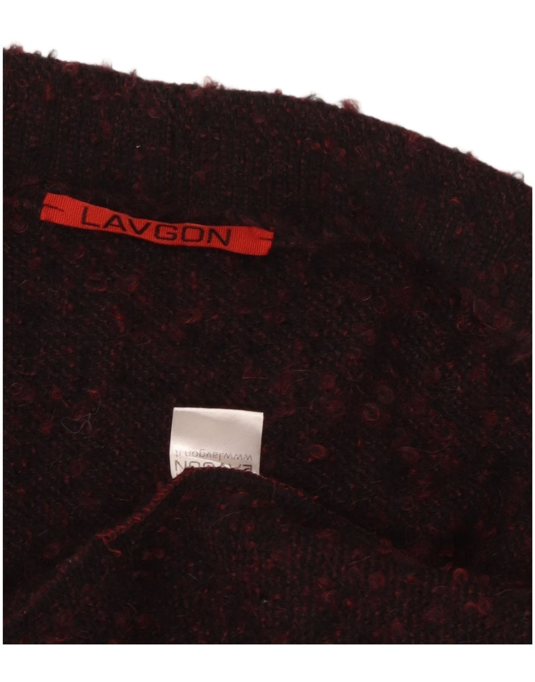 Vintage Damen Poncho Offener Cardigan Pullover Einheitsgröße Burgunderrot gefleckte Wolle