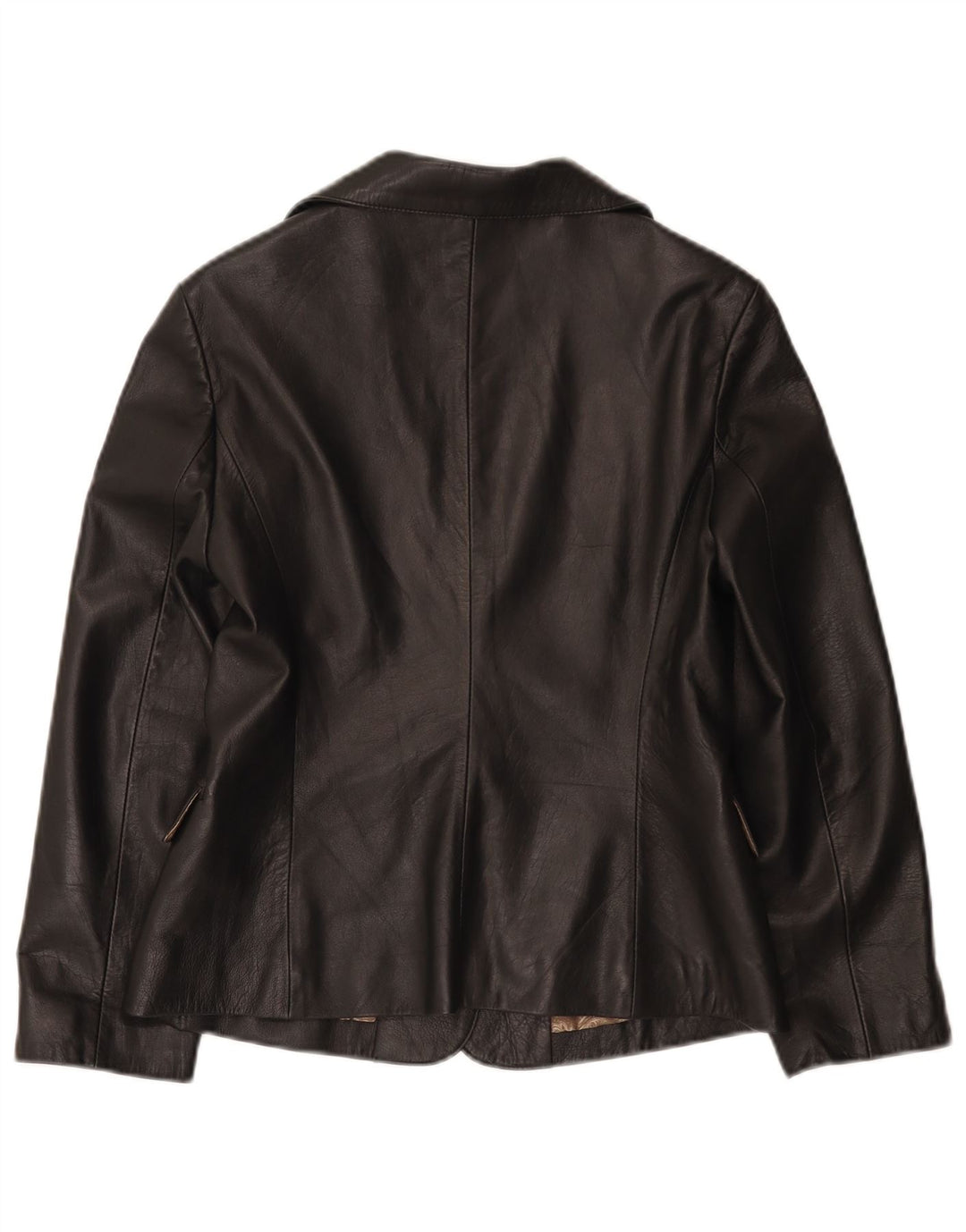 Icinoo Damen-Blazer aus Leder mit 1 Knopf, Gr. 10, Schwarz