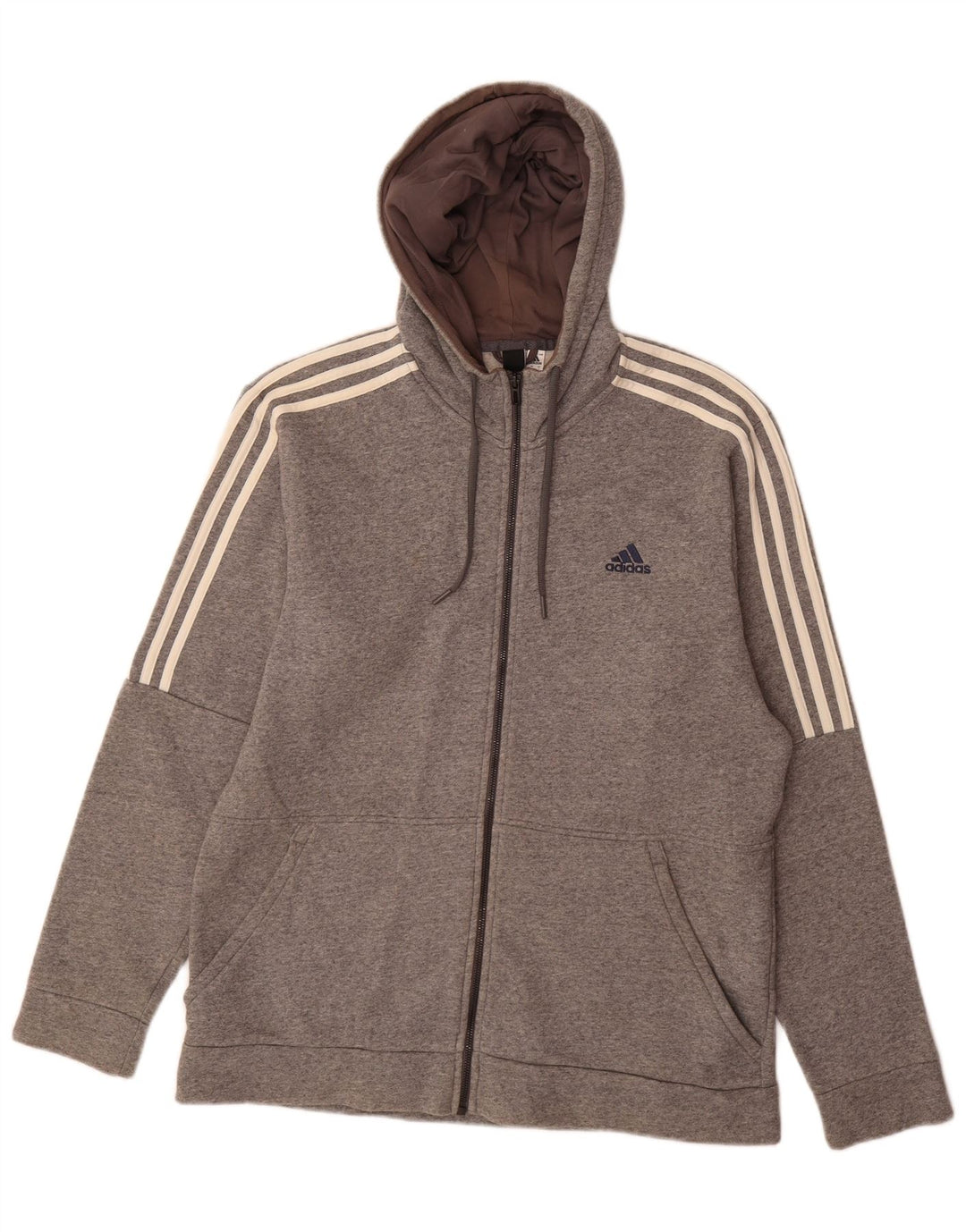 Adidas Herren-Kapuzenpullover mit Reißverschluss, groß, graue Baumwolle