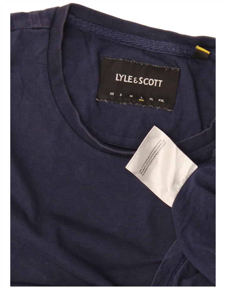 Lyle & Scott Herren T-Shirt Top Large Marineblau Baumwolle