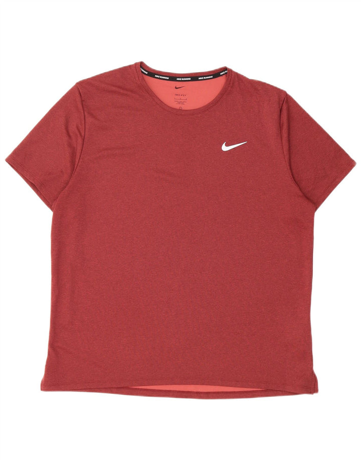 Nike Herren-Lauf-T-Shirt, groß, Burgunderrot, Polyester