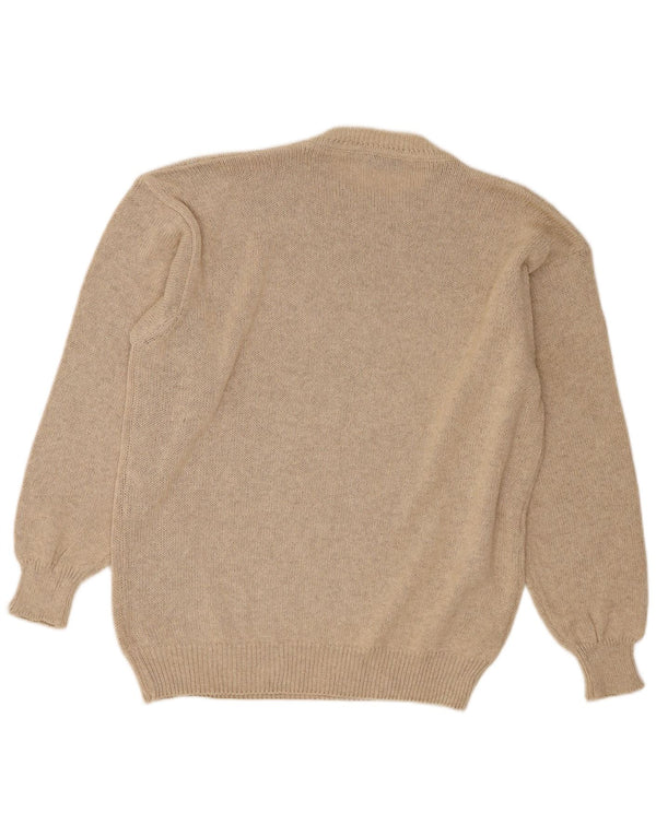 Vintage Herren Pullover mit Rundhalsausschnitt IT 52 Large Beige Argyle/Diamant