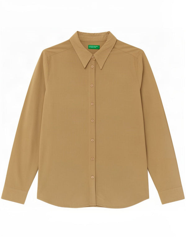 Benetton Damen Hemdbluse UK 14 Mittelgrüne Viskose