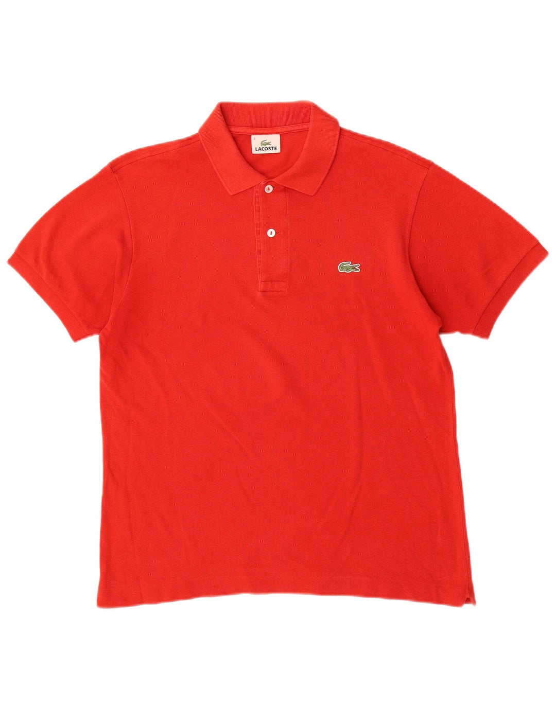 Lacoste Herren-Poloshirt, Größe 3, klein, rote Baumwolle