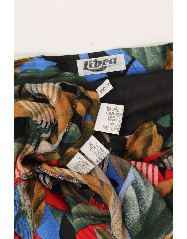 LIBRA Damen A-Linien-Rock UK 14 Medium W29 Mehrfarbige Viskose mit Blumenmuster