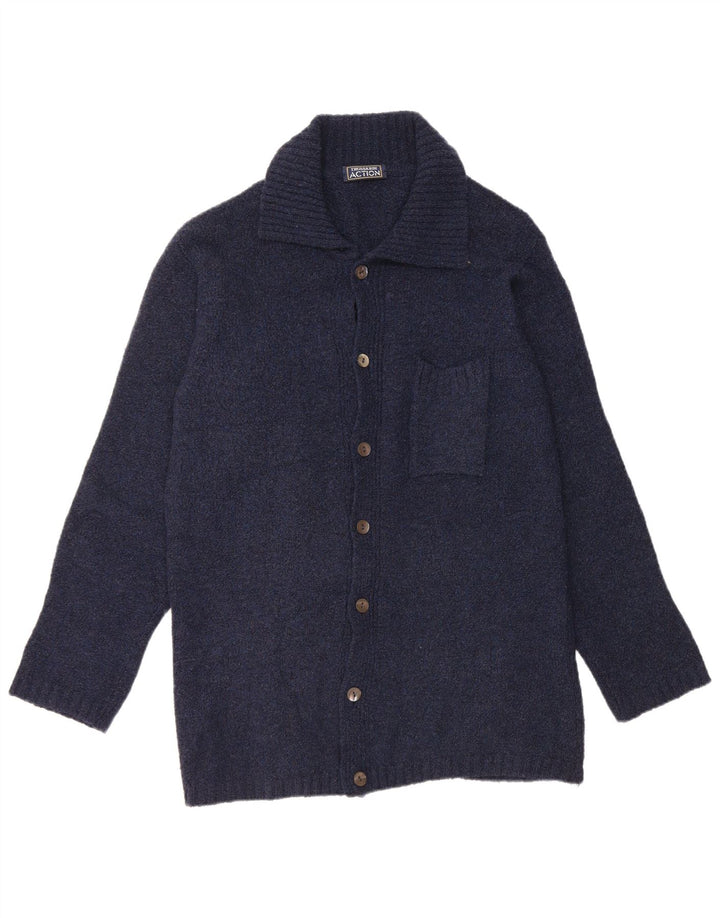 Trussardi Herren-Strickjacke, groß, marineblaue Merinowolle