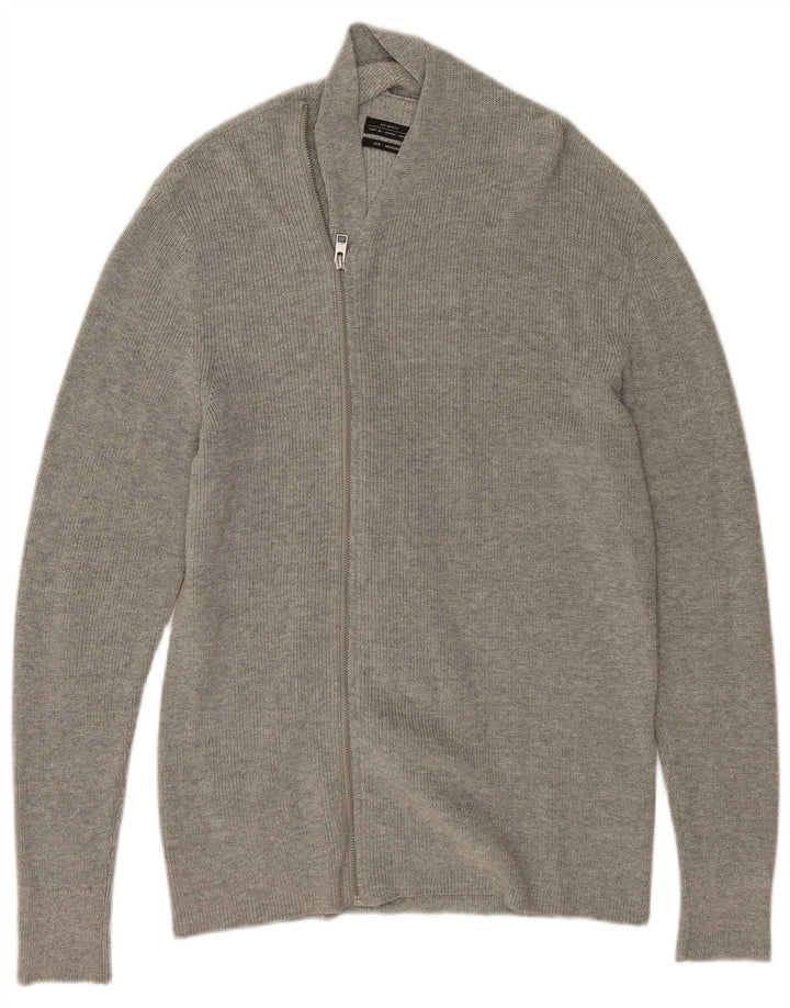 All Saints Herren-Cardigan aus mittelgrauer Baumwolle