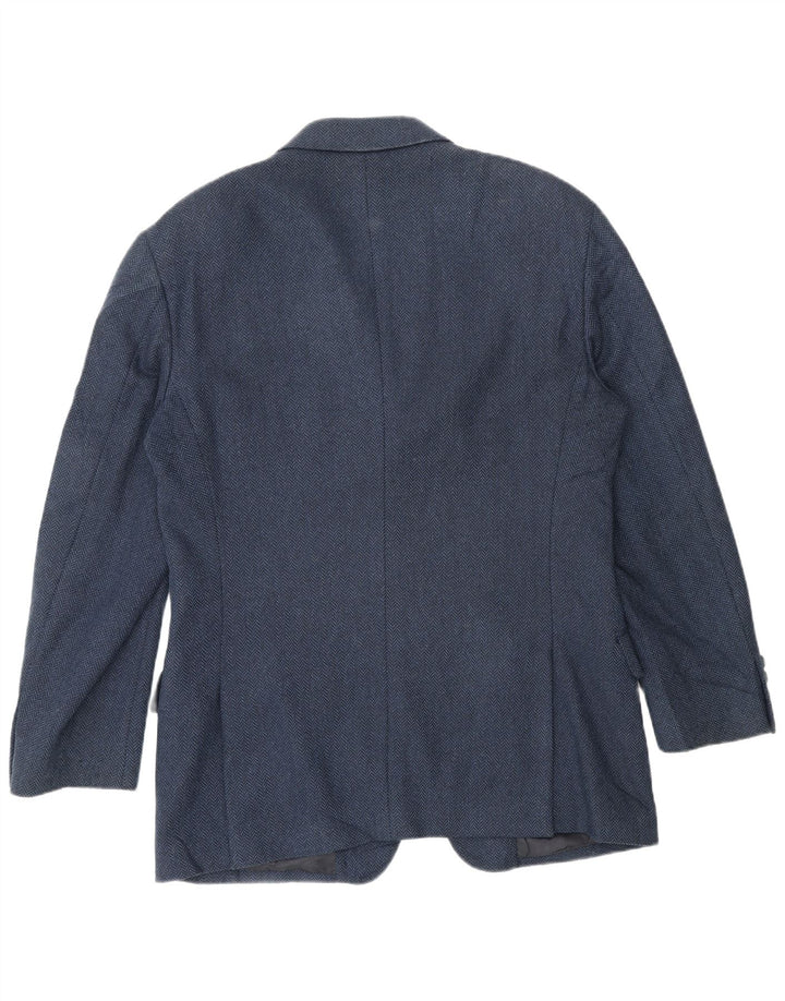Valentino Herren-Blazer mit 3 Knöpfen, UK 38, mittleres Marineblau mit Fischgrätenmuster