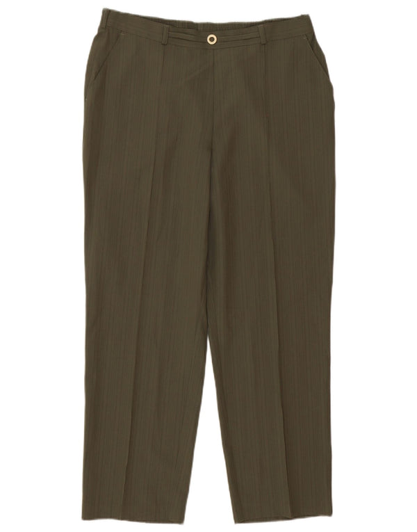 Marks & Spencer Damen Freizeithose UK 14 Large W32 L26 Khaki gestreift