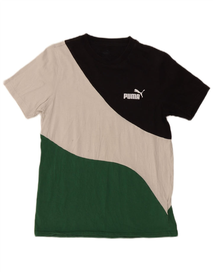 Puma Herren-T-Shirt-Oberteil, klein, mehrfarbig, Colourblock-Baumwolle