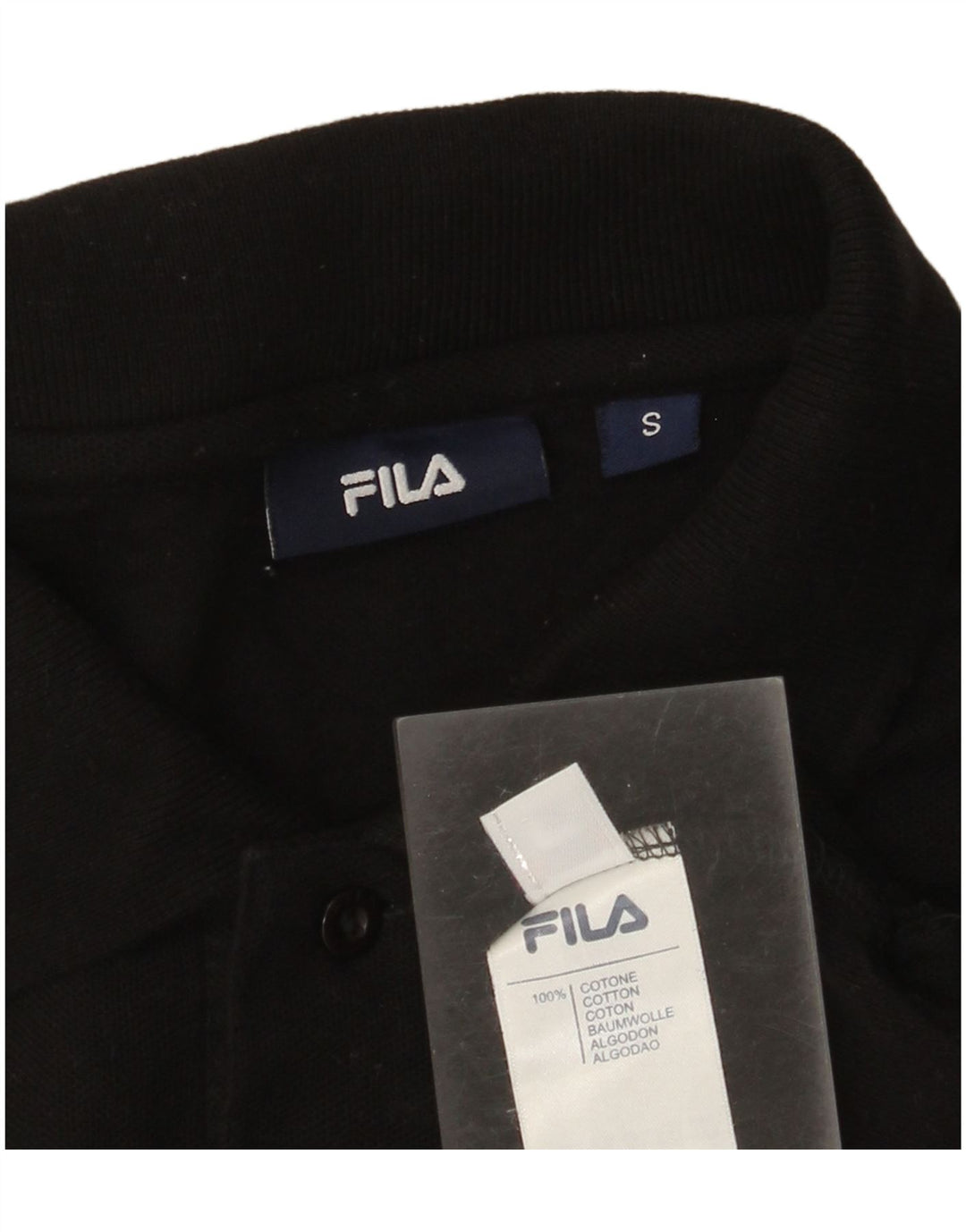 Fila Herren Poloshirt Small Schwarz Baumwolle
