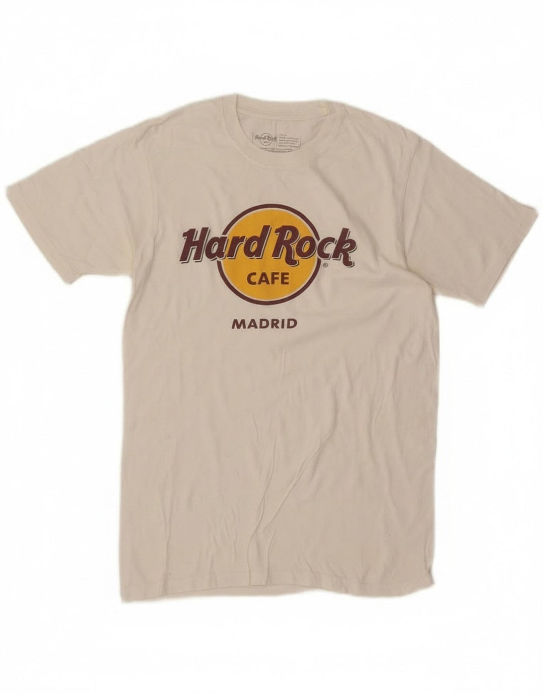 Hard Rock Cafe Herren T-Shirt „Madrid“ mit Grafik, Größe S, weiße Baumwolle