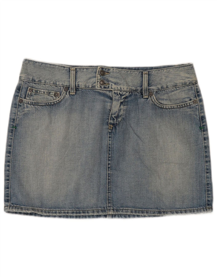 Benetton Damen Mini-Jeansrock IT 44 Medium W32 Blaue Baumwolle